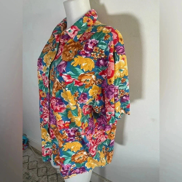 Gitano Vintage 90’s Button Up Floral Top Shirt Medium Plus size Unisex 40/20 001 - Picture 3 of 8